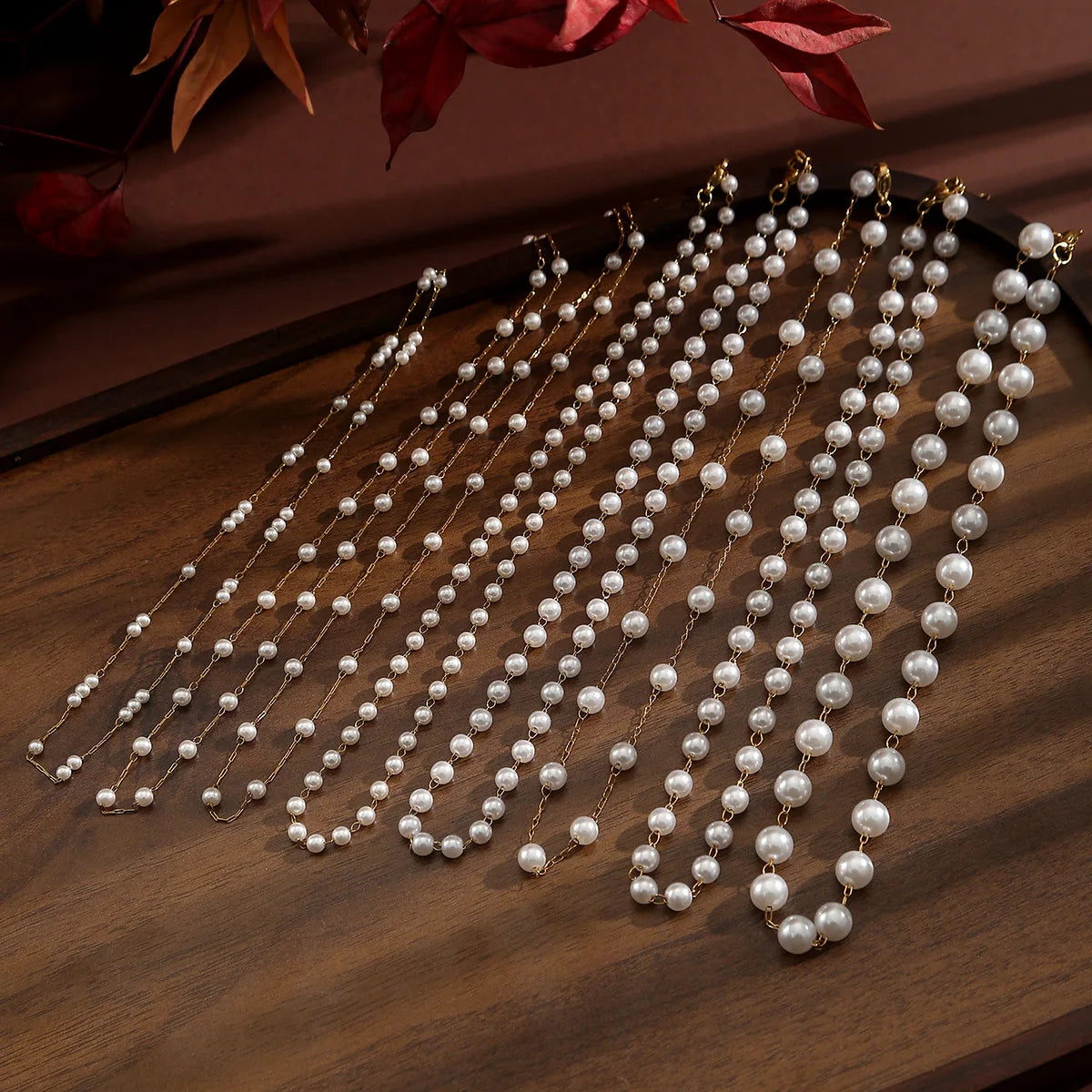 HB520 Best Selling Pearl Diamond Necklace Beads Women High End Artistic Joker Bamboo Chain Jewelry Accessories Set Wholesale