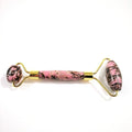 Diy Hot Selling OEM Private Label Wholesale Metal Welded Natural Rhodonite Jasper Pink Jade Roller for Face
