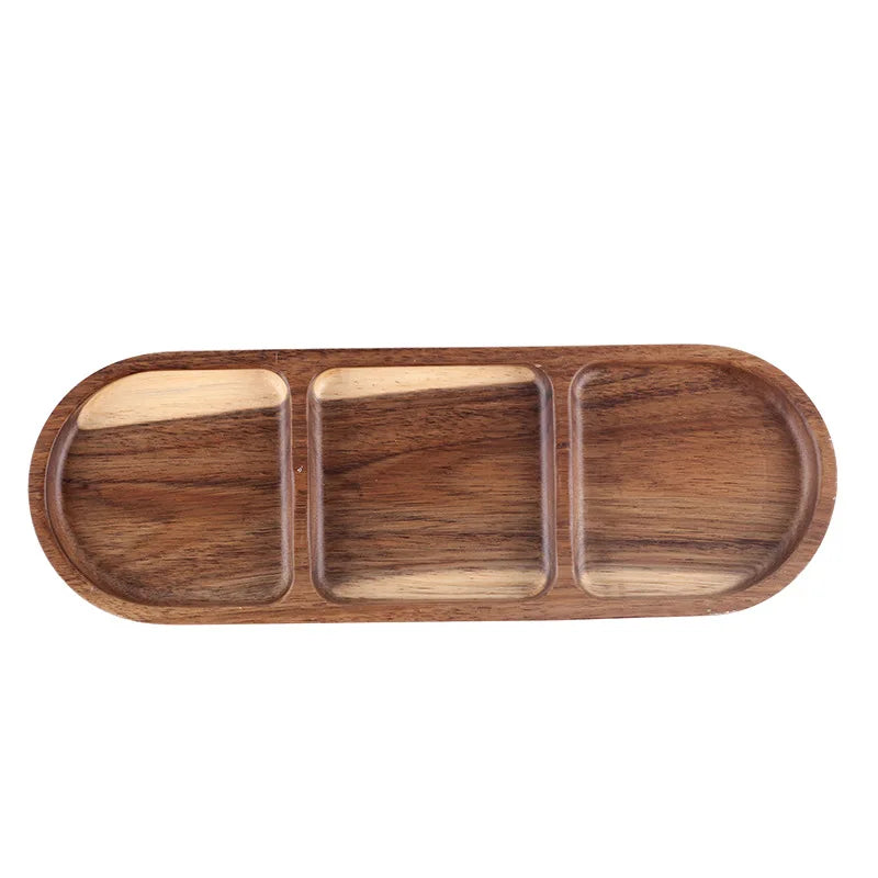 Acacia Wood Snack Tray Afternoon Tea Dessert Plate
