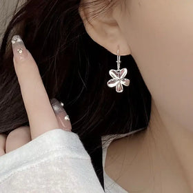 Large 925 Sterling Silver Flower Earring Fine Fashion Jewelry Earrings Women