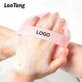 2025 New Bath Product Silicone Shower Brush With Hook Soft Bristle Body Exfoliator Bathroom Handheld Silicone Bath Scrubber