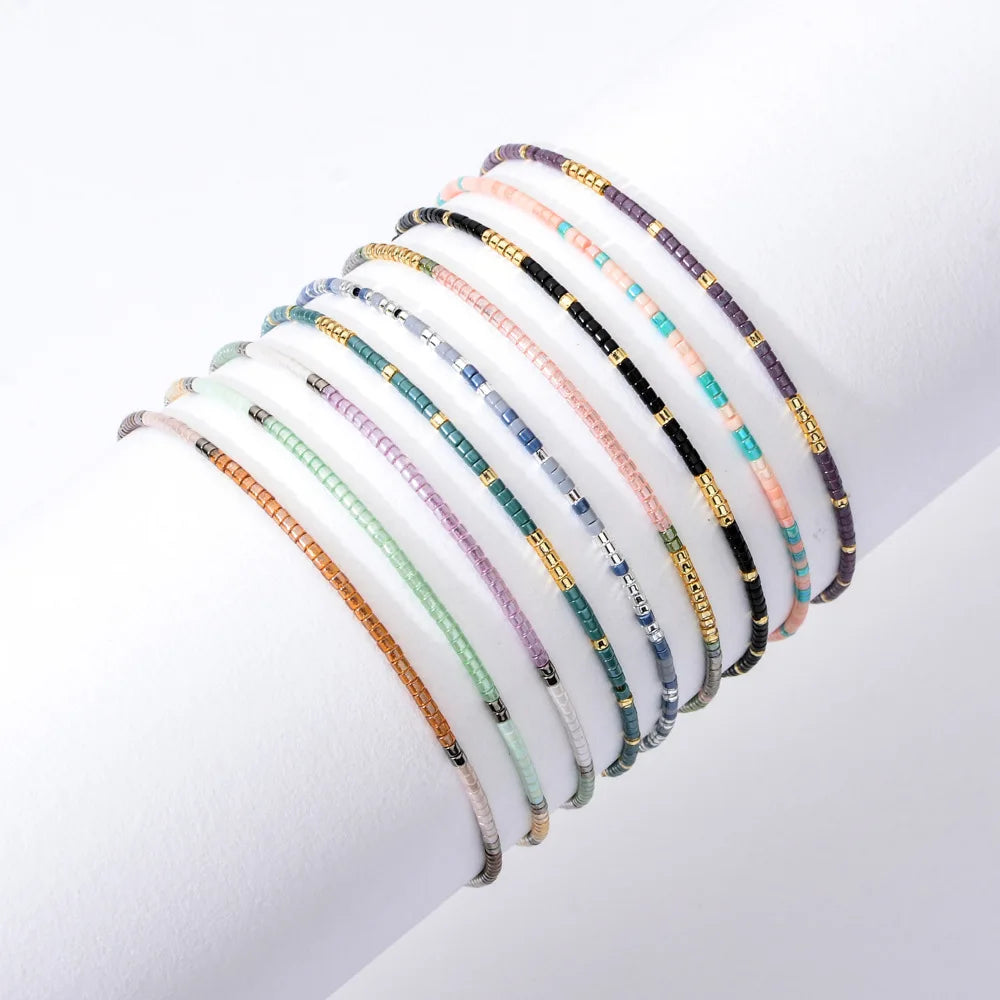 Japan-Handmade MIYUKI Beaded Adjustable Bracelets Minimalist Thin Bohemian Style for Wedding Anniversary & Gift