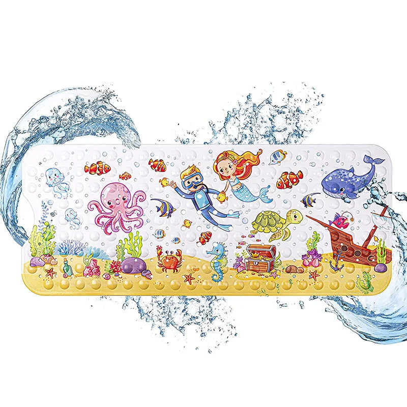 Custom Print Extra Long 100x40CM Bathtub Mats Non-Slip Machine Washable Shower Mats with Suction Cups Safe Bathroom Bath Mats