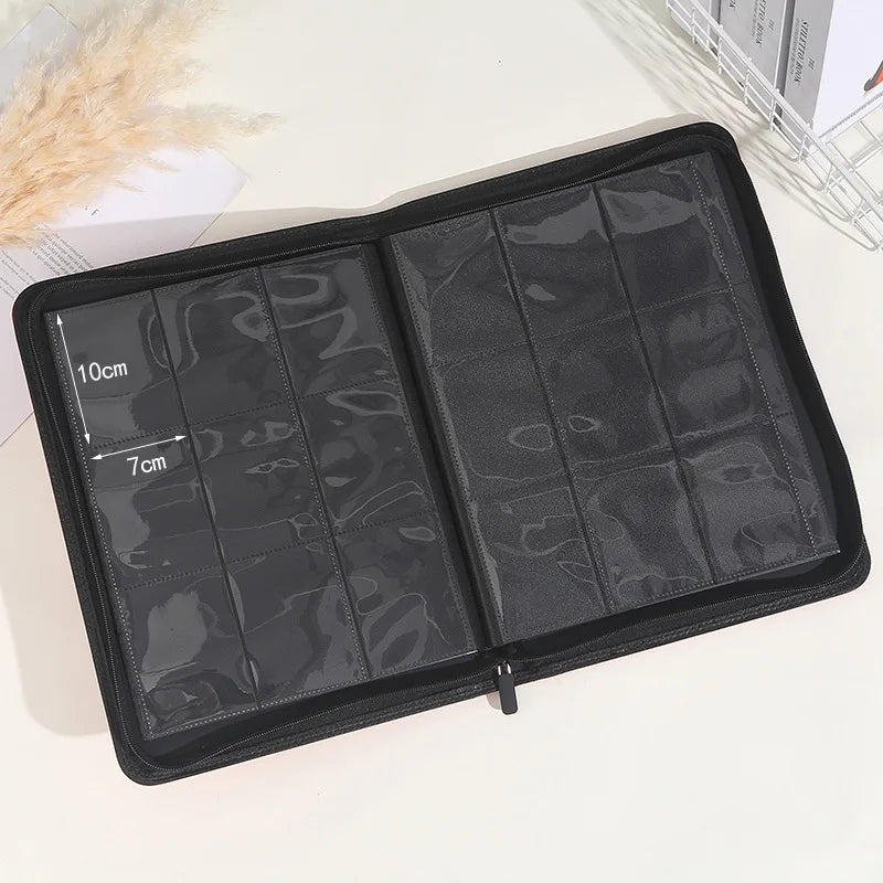 Pu Leather Card Binder Zipper Trading Card Binder Collection 9 Pockets Photocard Binder Holder