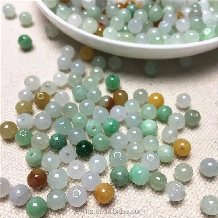 DIY Loose Beads Jade Burmese Jadeite Grade a Color Round Beads 5.5-6Mm Necklace Jade With Beads