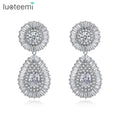 LUOTEEMI Nice Shiny Water Drop and Round a AA CZ Earring of Delicate Woman's Jewelry for Wedding Design