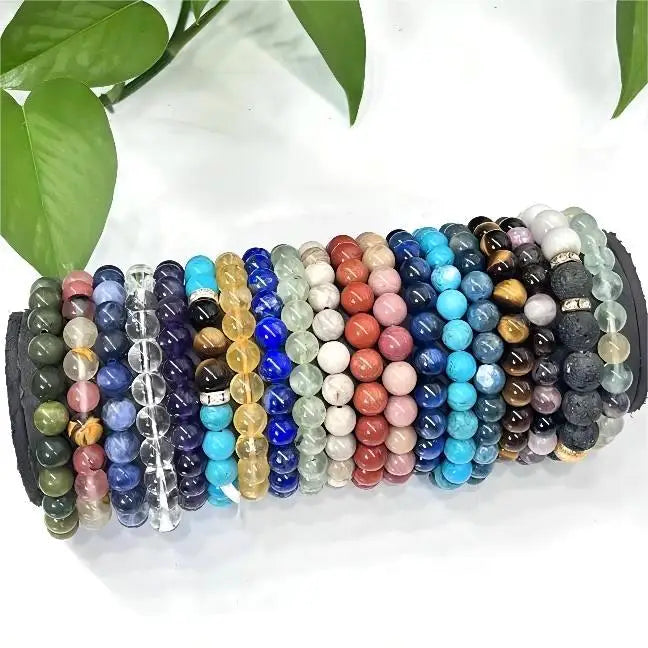 6mm Healing Gemstone Bracelet Custom  Beaded Bracelets Women 6mm Round Bead Crystal Bracelets Charms