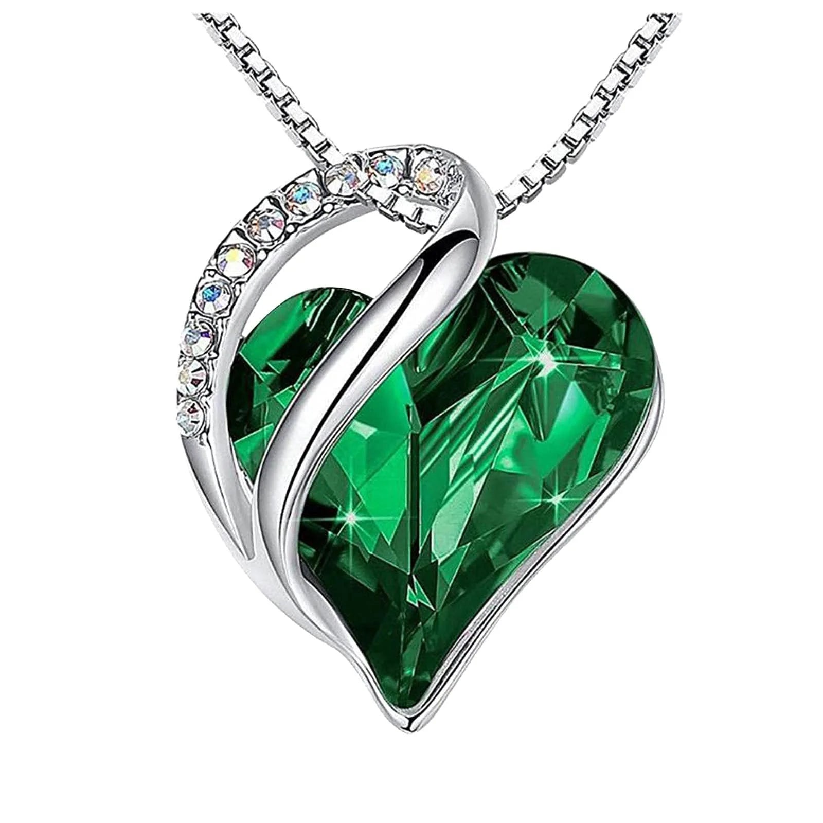 Lateefah OEM Heart Pendant Necklace Box Chain and Crystals Colorful Birthstone Jewelry Gifts for Women