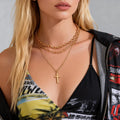 4 Pieces Punk Stackable Fine Chain Cross Necklace Set for Women Hiphop Lady Street Link Chain Choker Fashion Jewelry Accessories