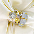 Exquisite Couple Ring Set Full Pave Marquise Cut Zircon Man Ring Sunflower Stacking Rings for Women Wedding Engagement Jewelry