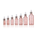 30ml Rose Gold Essence Oil Bottle Transparent Pink Round Dropper Bottle with 50ml Capacity Use for Cream & Rings