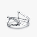 Fashion 925 Sterling Silver Exquisite Geometric Line Rings for Women Sparkle Clear Cubic Zirconia Vintage Rings Fine Jewelry