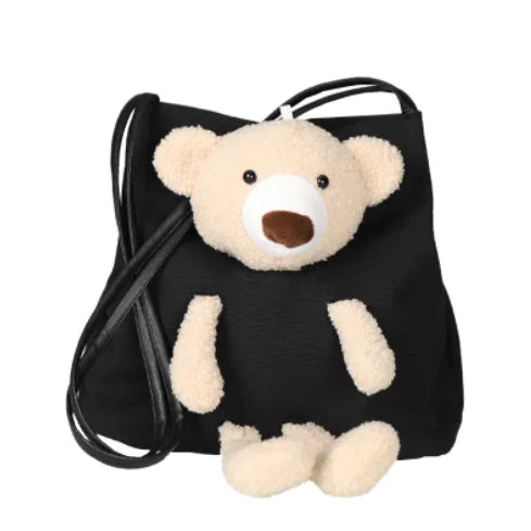 2026 New Women's Canvas Messenger Bag Mini Bear Crossbody Shoulder Bag for Boys and Girls Children's Handbag