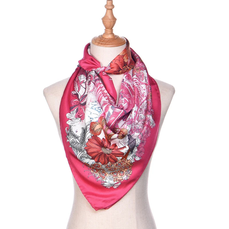 Wholesale Digital Printing Lightweight Satin Silk Square Scarf Custom Women's Shawl Multi-Functional Skin Friendly Formal