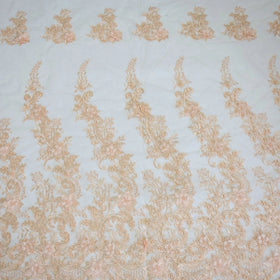 HY0686 Nigerian Hand Embroidered High Quality 3d Applique Lace Fabric With Pearls for Women Wedding Dress