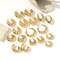 2025 Trendy 18K PVD Gold Plated Women's Geometric Hoop Stud Earrings Tarnish-Free Stainless Steel Fashion Jewelry