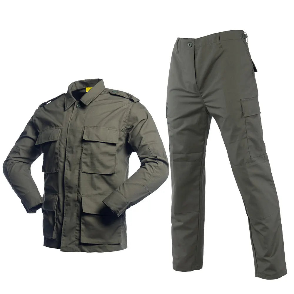 Men's BDU Outdoor Set Multi-Pocket Tactical Training Suit TC 65/35 Rib-stop Fabric Workwear Camouflage Sport Uniform Set