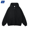 YLS Streetwear Quality Thick Fleece Cotton Heavy Black Zip up Oversized Hoodie 350gsm Custom Logo OEM Wholesale Zipper Hoodies