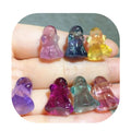 Crystal Crafts Carvings Wholesale Mini Natur rainbow Fluorite Crystal Gemstone Carved Ghosts Statues for Gift