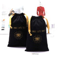 Custom Gold Logo Printed Reusable Velvet Jewelry Bag Portable Flannel Drawstring Perfume Gift Tarot Card Storage Velvet Pouch