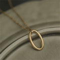 South Europe Style Minimalist Design Gold Plated Geometric Oval Pendant Necklace