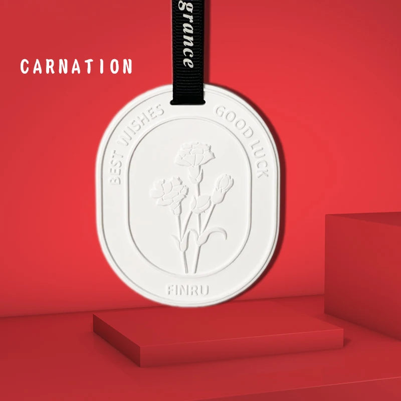 Wholesale Oval Scented Ceramic Carnation Hanging Home Car Wardrobe Aroma Air Freshener Plaster Fragrance Essential Oil Diffuser