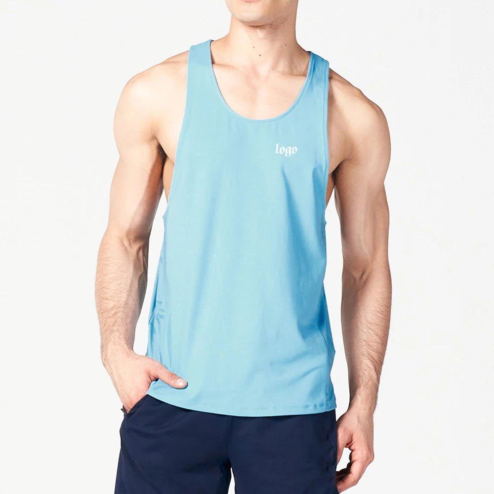 Men'S Plus Size Gym Tank Top Custom Cut Off Sleeveless T-Shirt Printing Nylon Spandex Men Tank Top