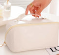Waterproof Toiletry Travel Custom Logo Large Capacity Pu Pillow Leather Cosmetic Makeup Bag With Zipper