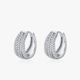 Ailmay New Arrival Luxury Dazzling CZ Ear Buckles Real 925 Sterling Silver Luxury Charm Hoop Earrings for Women Wedding Jewelry