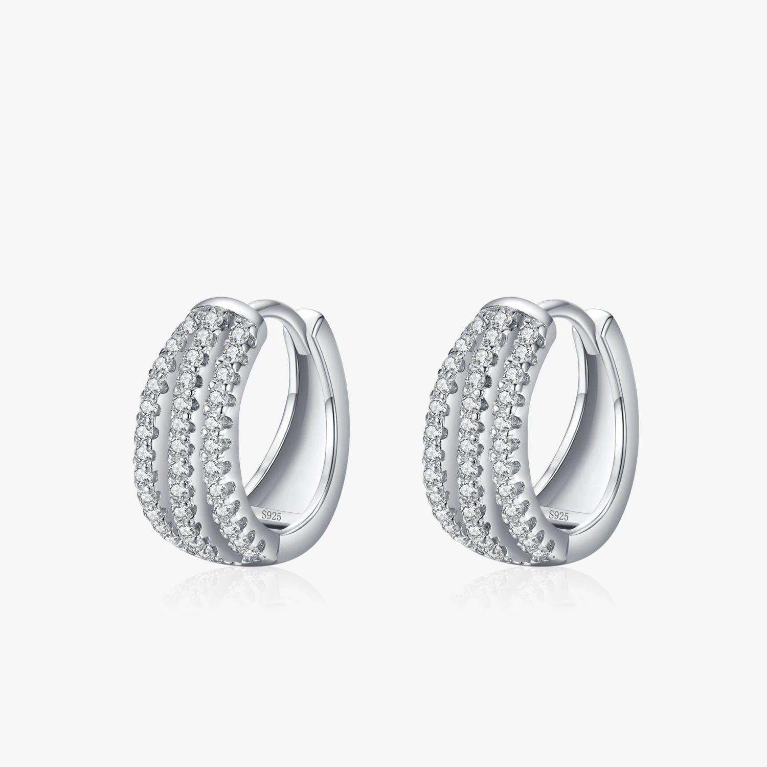 Ailmay New Arrival Luxury Dazzling CZ Ear Buckles Real 925 Sterling Silver Luxury Charm Hoop Earrings for Women Wedding Jewelry