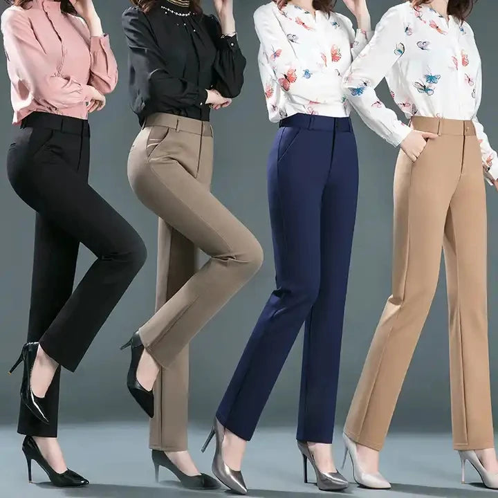 New Fashion Women Office Lady High Waist Skinny Trousers Elastic Solid Color Soft Plus Size Formal Long Casual Eco-Friendly