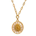 JINYOU 151 Big Round Geometric Pendant Statement Necklace Stainless Steel Gold Shell Fashion Jewelry