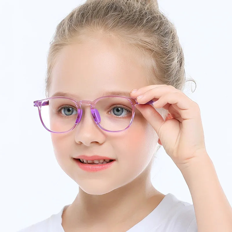 New Arrival Ultralight TR90 Silicone Round Frame Fashion Minimalist Blue Light Blocking Eyeglasses Frame for Boys Girls Kids