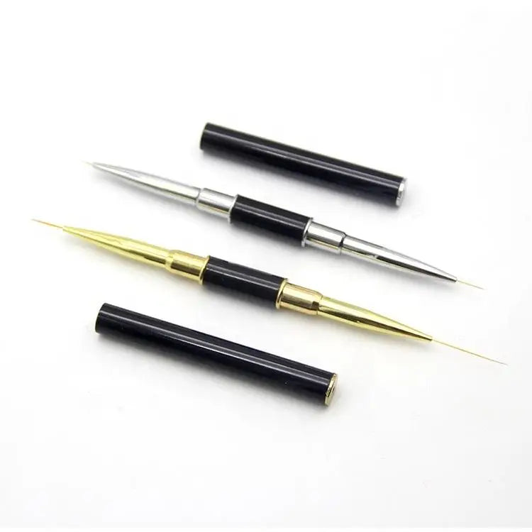 OEM Customized Logo Detail Nylon Hair Acrylic Black Metal Nail Art Liner Brush Drawing Pen for Nail Painting Tool