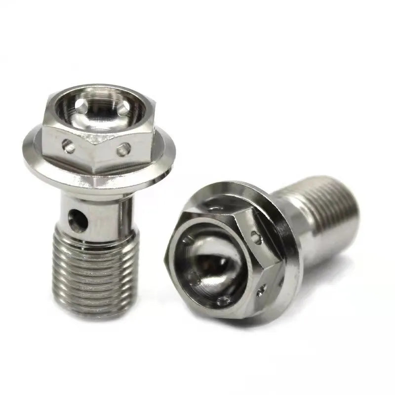 M10 *1.0 /1.25 19mm Titanium Alloy Flange Hex Banjo Bolts Grade 10.9/12.9 High Strength Corrosion Resistant PVD Coated
