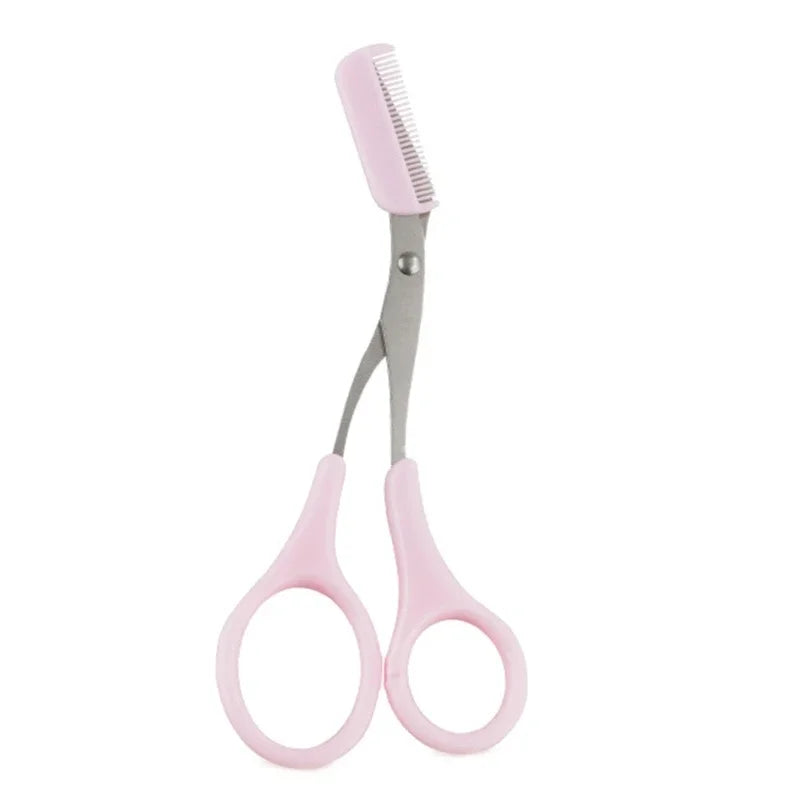 Stainless Steel Eyebrow Trimmer Scissors Comb Brow Hair Shaving and Shaping Grooming Trimmer Makeup Accessories
