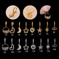 HENGSEN Trendy Gold Plated Jewelry Flower Heart CZ Dangle Hoop Clicker Earring for Women Cartilage Earring Piercing Jewelry