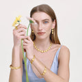 Stainless Steel 18K PVD Gold Daisy Open Bracelet for Women