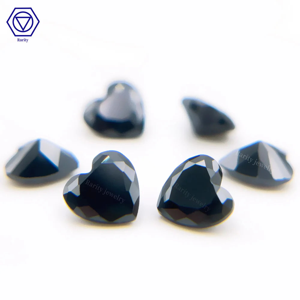 Rarity Heart Cut 5mm 6mm Black Color 3A Cubic Zircon Synthetic CZ Gemstone Loose Stone Wholesale