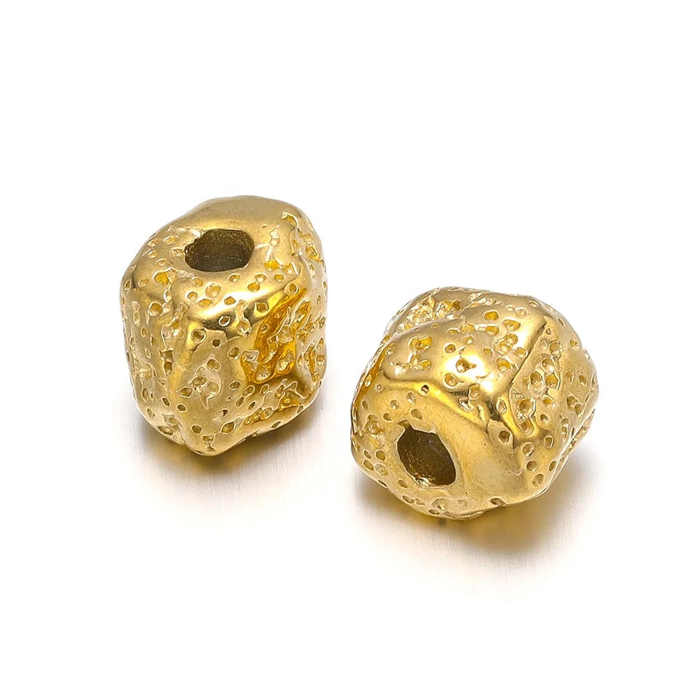 Gold Plated Dice Irregular Beads Pendant Diy Necklace Bracelet Charms Jewelries Making Findings