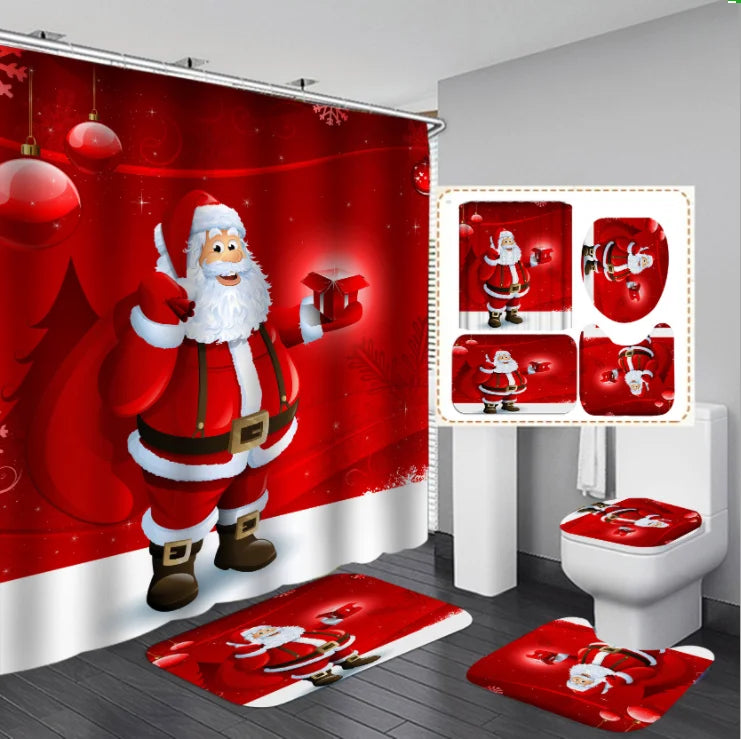 Christmas Shower Curtain Bathroom Set Plastic Shower Curtain/
