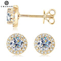 Luxury Earrings Jewelry Cute Stud Earring 4.5MM 0.4CT Moissanite Stone Gold Custom Round 10K Solid for Women CLASSIC Yellow Gold