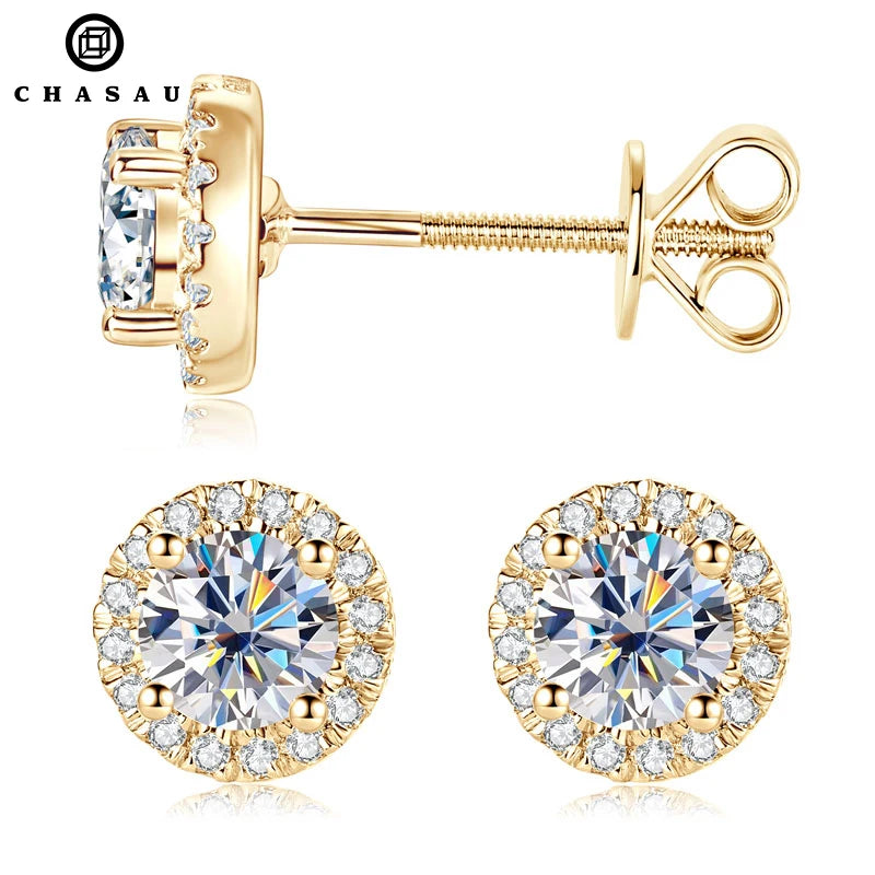 Luxury Earrings Jewelry Cute Stud Earring 4.5MM 0.4CT Moissanite Stone Gold Custom Round 10K Solid for Women CLASSIC Yellow Gold