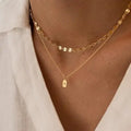 Fashion Letter a Round Sequin Multi Layer Necklace for Women Jewelry