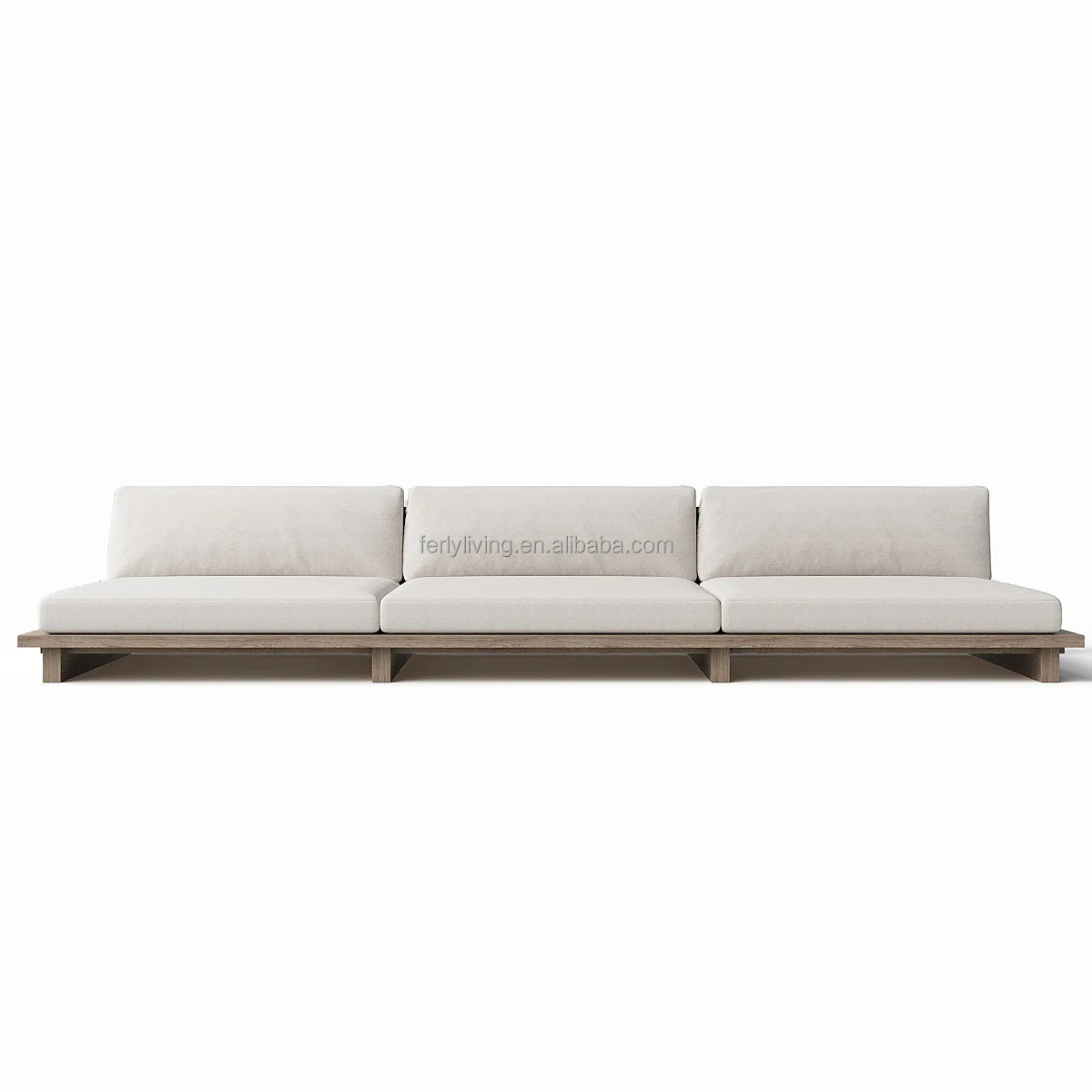 FERLY Modern Full Solid Wood Multi-Seat Armrest Teak Patio Sofa Set Outdoor Furniture for Living Room & Hotel