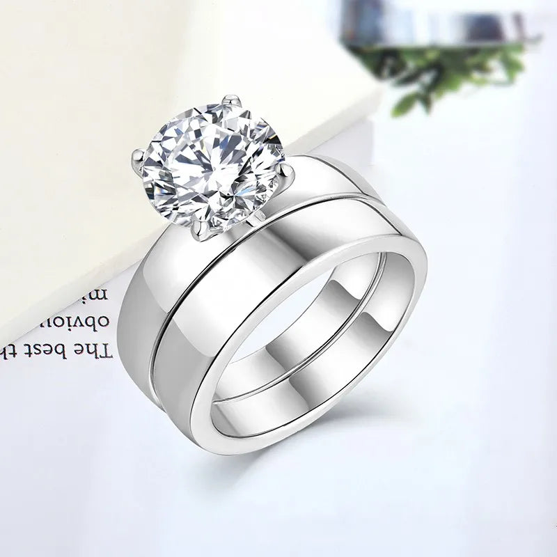 2.5Ct 8.5Mm Dvvs Moissanite Diamond Ring Platinum Custom Marriage Proposal Set Ring S925 Sterling Silver With Four Claw