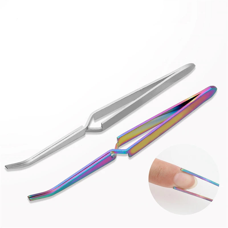 NEW Professional Stainless Steel Tweezers with Rounded Tip for False Eyelash Extensions Nail Art Manicure