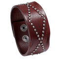 Best-Selling Personalized Punk Style Cowhide Bracelet - Vintage Riveted Wide Leather Wristband and Bracelet