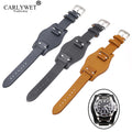 Rolamy New Style Custom 20mm Watch Band Strap Bracelet Smooth Black Brown Dark Blue Calf Cowhide Leather 316L Stainless Steel
