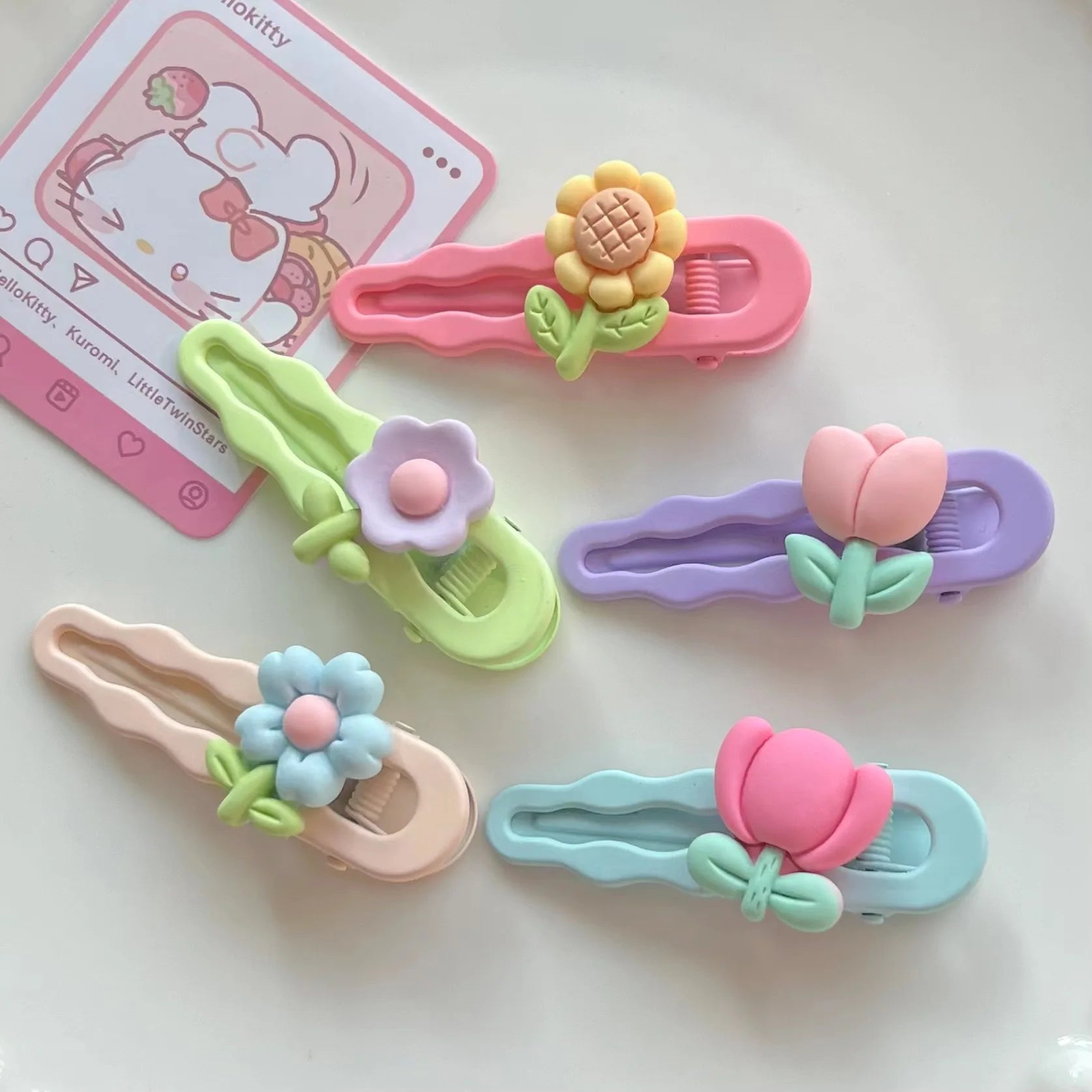 Spring Korean Girls Smile Hair Clips Colorful Acrylic Flower Hair Clips Women Accessories for Kids